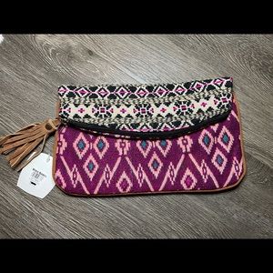 New Cost Plus World Market wool woven clutch 6 x 10